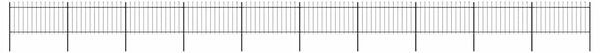 Zahradní plot s kopím nahoře ocelový 1673 x 100 cm černý 277620