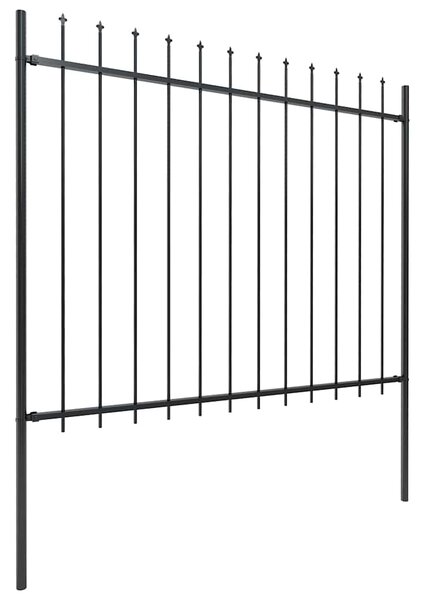 Zahradní plot s kopím nahoře ocelový 671 x 150 cm černý 277632