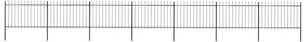 Zahradní plot s kopím nahoře ocelový 1172 x 120 cm černý 277626