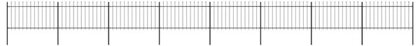 Zahradní plot s kopím nahoře ocelový 1339 x 100 cm černý 277618