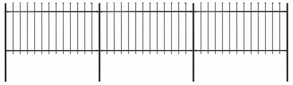 Zahradní plot s kopím nahoře ocelový 504 x 100 cm černý 277613
