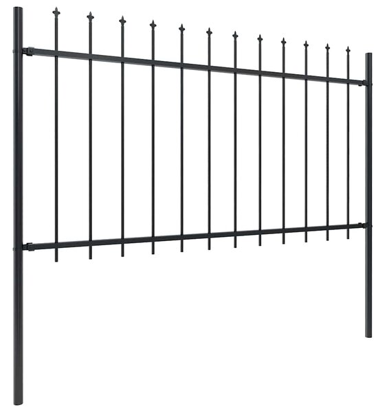 Zahradní plot s kopím nahoře ocelový 1673 x 100 cm černý 277620