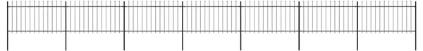 Zahradní plot s kopím nahoře ocelový 1172 x 100 cm černý 277617