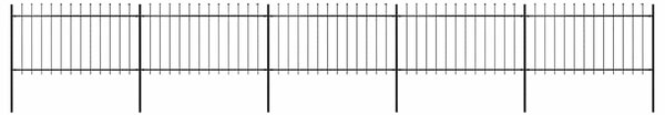 Zahradní plot s kopím nahoře ocelový 838 x 100 cm černý 277615