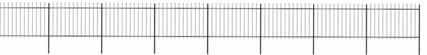 Zahradní plot s kopím nahoře ocelový 1339 x 120 cm černý 277627