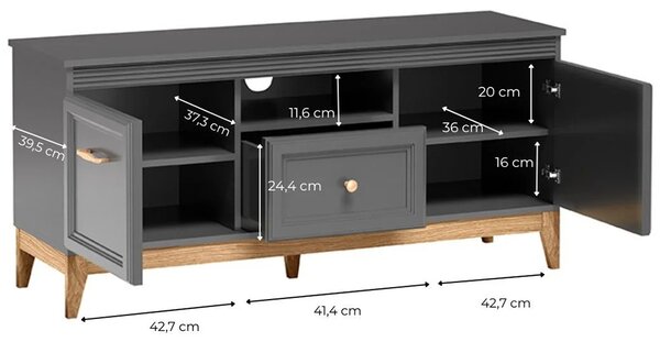 TERRA s | TV stolek TA-8 | 135,5 cm | šedá