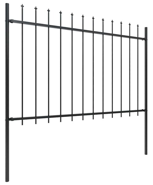 Zahradní plot s kopím nahoře ocelový 1339 x 120 cm černý 277627