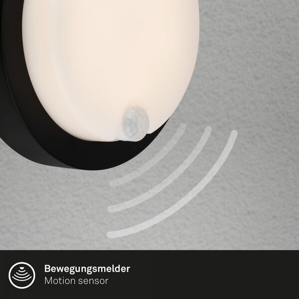 BRILO 3765015 nabíjecí LED svítidlo s pohybovým a soumrakovým senzorem, 17 cm, 4W, 700lm, černé - BRILO