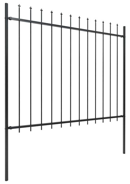 Zahradní plot s kopím nahoře ocelový 504 x 150 cm černý 277631