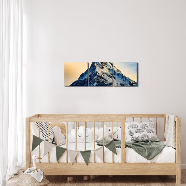 Obraz zasněžených hor, Nepál (s hodinami) (90x30 cm)
