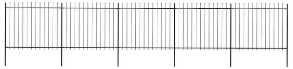 Zahradní plot s kopím nahoře ocelový 838 x 150 cm černý 277633