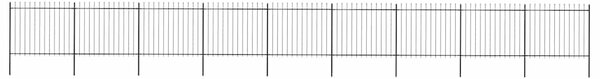 Zahradní plot s kopím nahoře ocelový 1506 x 150 cm černý 277637
