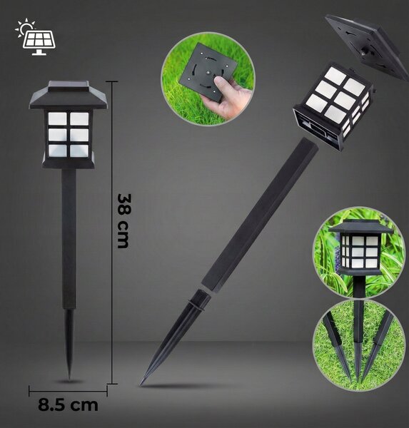 LED solární zápichové svítidlo 38 cm, IP44, studená bílá