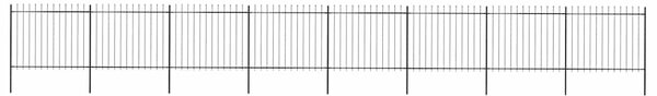 Zahradní plot s kopím nahoře ocelový 1339 x 150 cm černý 277636