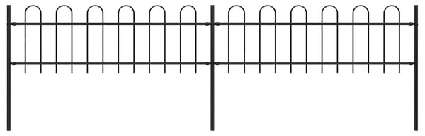 Zahradní plot s obloukem nahoře ocelový 337 x 60 cm černý 277639