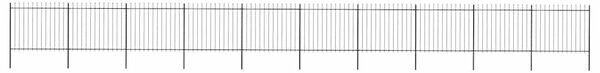 Zahradní plot s kopím nahoře ocelový 1673 x 150 cm černý 277638