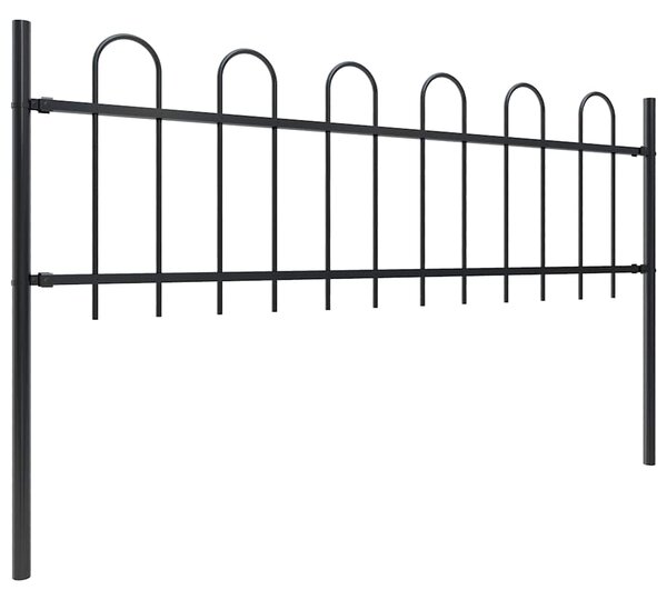 Zahradní plot s obloukem nahoře ocelový 1673 x 60 cm černý 277647