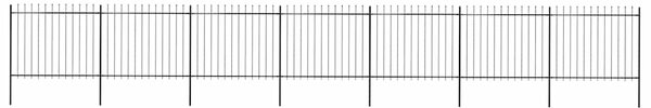 Zahradní plot s kopím nahoře ocelový 1172 x 150 cm černý 277635