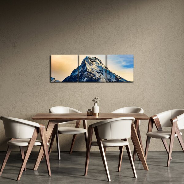 Obraz zasněžených hor, Nepál (s hodinami) (90x30 cm)