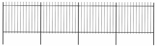 Zahradní plot s kopím nahoře ocelový 671 x 150 cm černý 277632