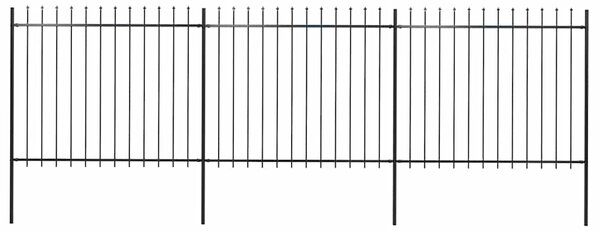 Zahradní plot s kopím nahoře ocelový 504 x 150 cm černý 277631