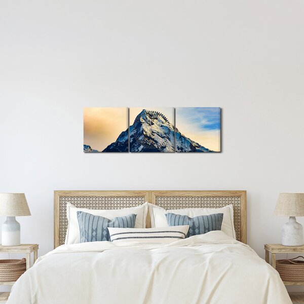 Obraz zasněžených hor, Nepál (s hodinami) (90x30 cm)