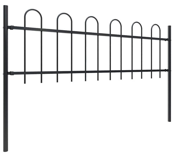 Zahradní plot s obloukem nahoře ocelový 671 x 60 cm černý 277641