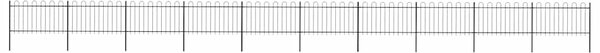 Zahradní plot s obloukem nahoře ocelový 1673 x 100 cm černý 277665