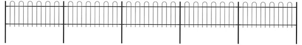 Zahradní plot s obloukem nahoře ocelový 838 x 80 cm černý 277651