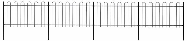 Zahradní plot s obloukem nahoře ocelový 671 x 100 cm černý 277659