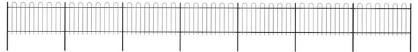Zahradní plot s obloukem nahoře ocelový 1172 x 100 cm černý 277662