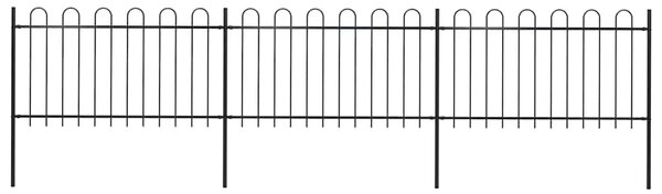 Zahradní plot s obloukem nahoře ocelový 504 x 100 cm černý 277658