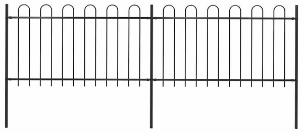 Zahradní plot s obloukem nahoře ocelový 337 x 100 cm černý 277657