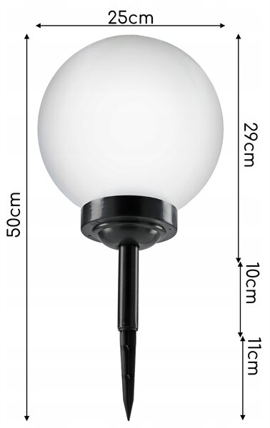 LED solární zápichové svítidlo 25 cm, 1 W, studená bílá, IP44