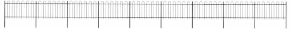 Zahradní plot s obloukem nahoře ocelový 1506 x 100 cm černý 277664