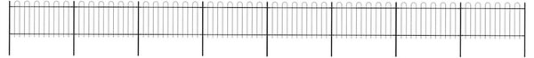 Zahradní plot s obloukem nahoře ocelový 1339 x 100 cm černý 277663