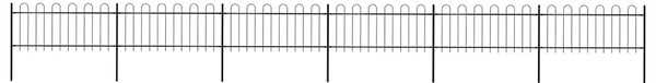 Zahradní plot s obloukem nahoře ocelový 1005 x 80 cm černý 277652