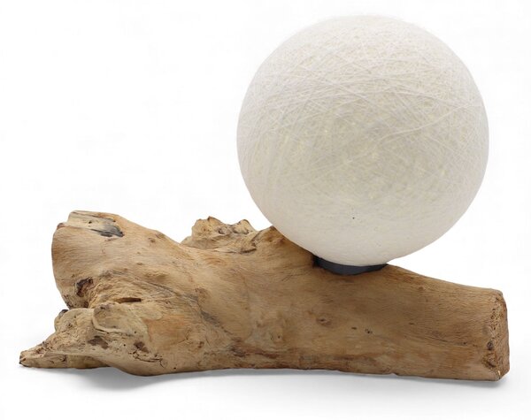 Dřevěná stolní lampa Luna s bavlněnou koulí - slonovinová - Pro 40 let - Kolaudace