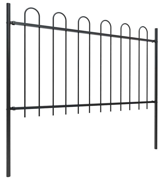 Zahradní plot s obloukem nahoře ocelový 1172 x 100 cm černý 277662