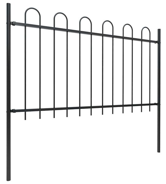 Zahradní plot s obloukem nahoře ocelový 337 x 100 cm černý 277657