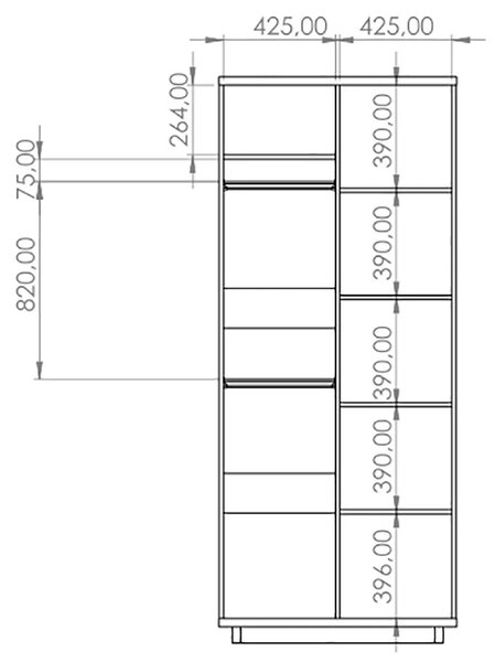 Malá obývací stěna INES se skříní | 275,5 cm | artisan/černá