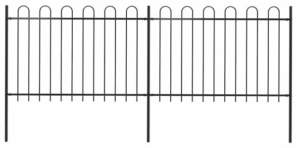 Zahradní plot s obloukem nahoře ocelový 337 x 120 cm černý 277666