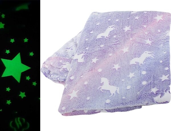 Svítící deka s rukávy NEON fialová