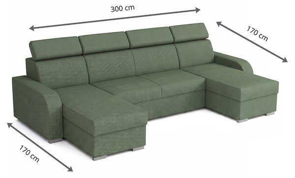 Sedací souprava OSLO U | 170x300x170 | rozkládací + 2x úložný prostor | VÝBĚR TKANIN