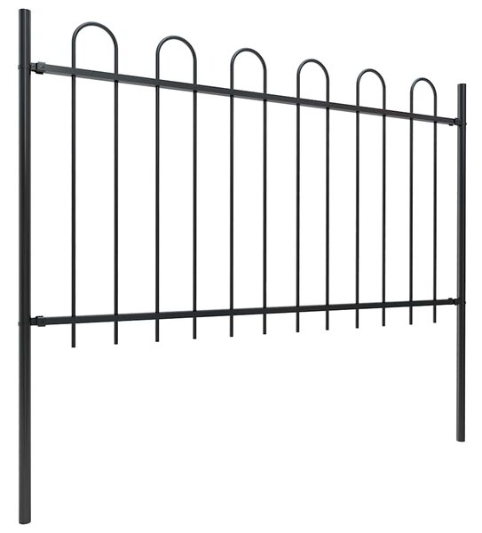 Zahradní plot s obloukem nahoře ocelový 838 x 100 cm černý 277660