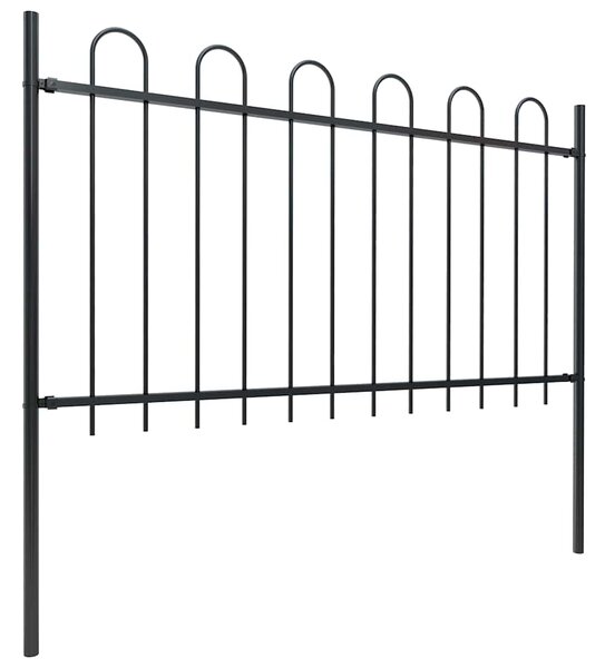 Zahradní plot s obloukem nahoře ocelový 504 x 100 cm černý 277658