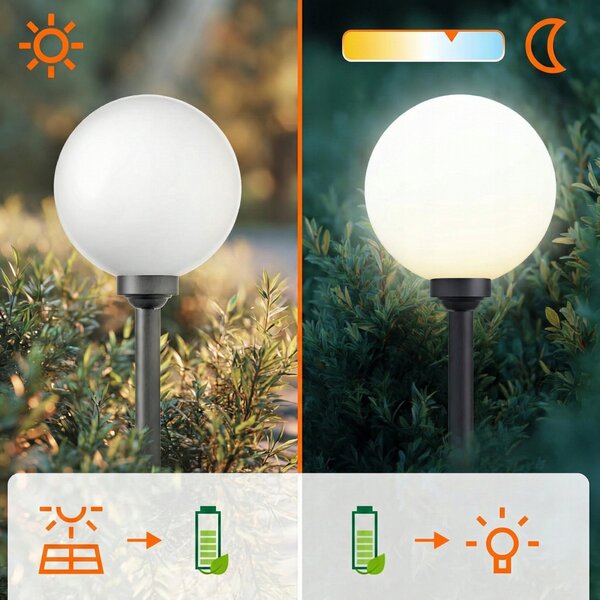 LED solární zápichové svítidlo 25 cm, 1 W, studená bílá, IP44