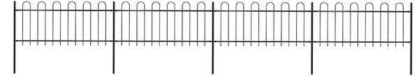 Zahradní plot s obloukem nahoře ocelový 671 x 80 cm černý 277650