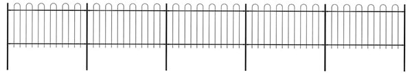 Zahradní plot s obloukem nahoře ocelový 838 x 100 cm černý 277660