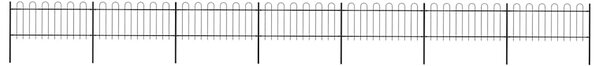 Zahradní plot s obloukem nahoře ocelový 1172 x 80 cm černý 277653